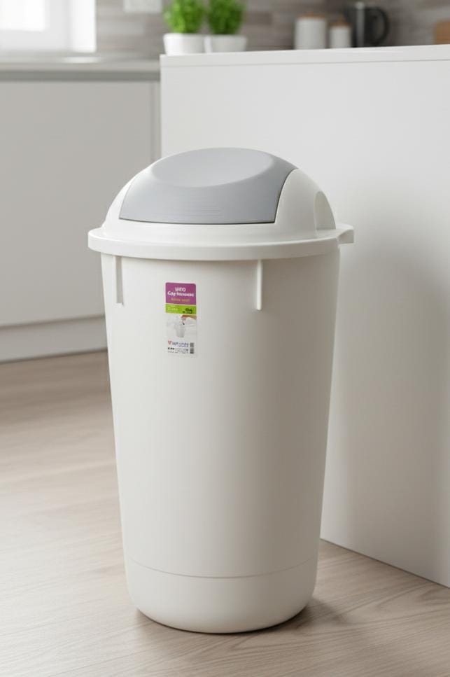 UFO 50 Litre Large Swing Dustbin – Heavy - Duty Plastic Waste Bin 39.5x72 cm, White Color for Indoor & Outdoor Use - Al Kabayel Discount CentreUFO 50 Litre Large Swing Dustbin – Heavy - Duty Plastic Waste Bin 39.5x72 cm, White Color for Indoor & Outdoor UseTrash CanUFOAl Kabayel Discount Centre