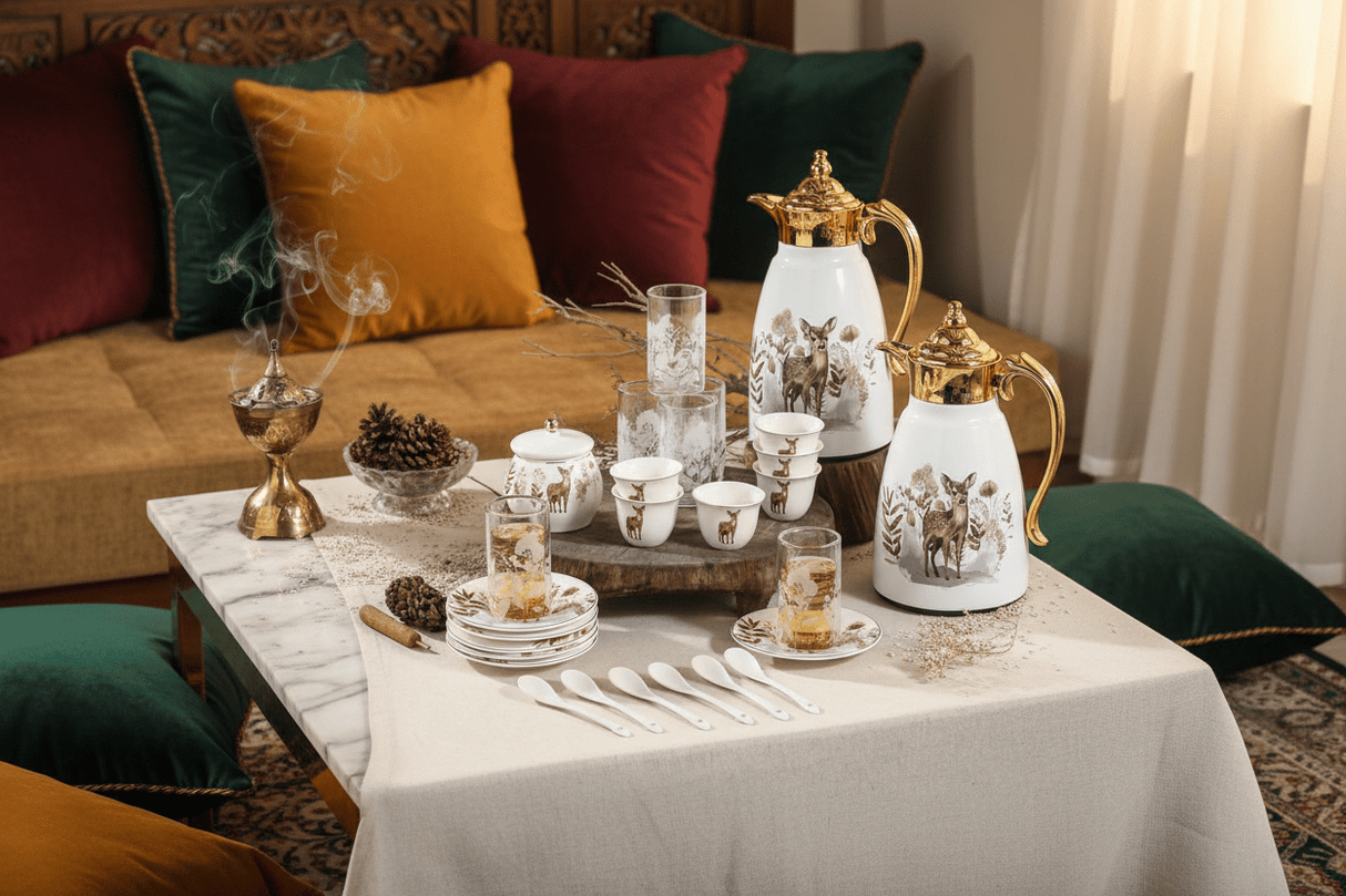 Ugarit Luxury White & Gold Tea and Coffee Set with Artistic Deer Design – 21 - Piece Collection - Al Kabayel Discount CentreUgarit Luxury White & Gold Tea and Coffee Set with Artistic Deer Design – 21 - Piece CollectionTea SetsUGARITAl Kabayel Discount Centre