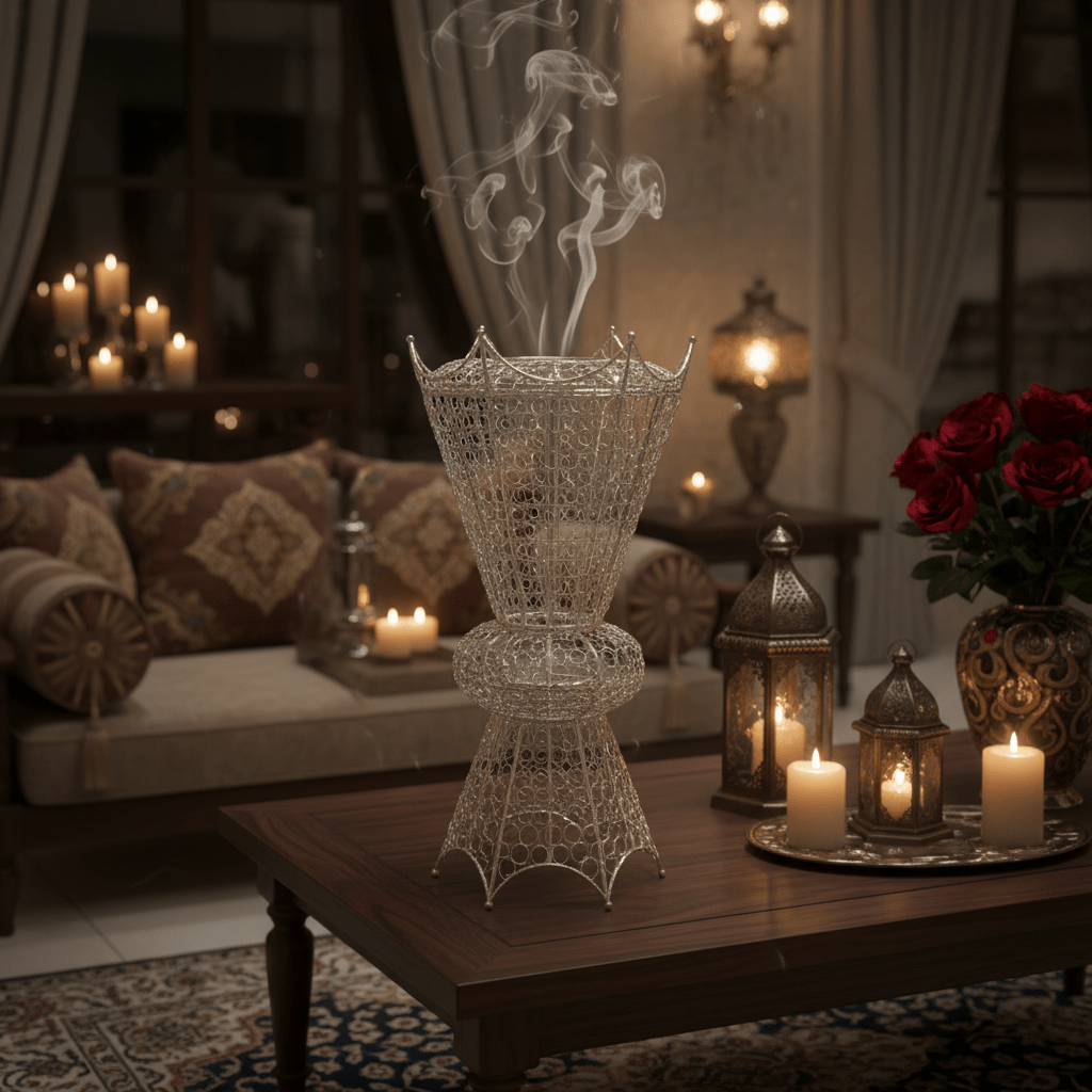 Ugarit Premium Silver Metal Incense Burner 65×30 cm Luxury Incense Display Holder - Al Kabayel Discount CentreUgarit Premium Silver Metal Incense Burner 65×30 cm Luxury Incense Display HolderIncense BurnerUGARITAl Kabayel Discount Centre