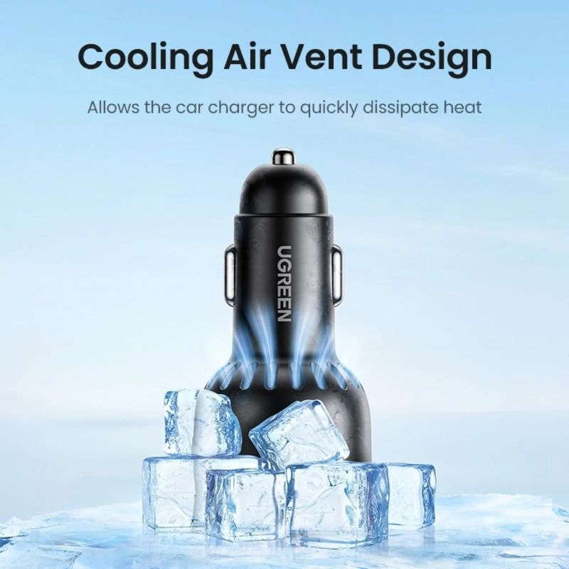 UGREEN 75W 3 - Port Fast Car Charger(2xUSB - C, 1xUSB - A), PD 3.0 65W Max Single - Port Charging, EC703 - Al Kabayel Discount CentreUGREEN 75W 3 - Port Fast Car Charger(2xUSB - C, 1xUSB - A), PD 3.0 65W Max Single - Port Charging, EC703Cords & AdaptersUGREENAl Kabayel Discount Centre