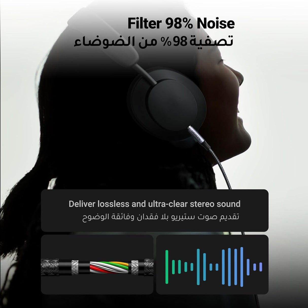 UGREEN Lightning to 3.5mm Aux Cable Aluminum Shell with Braided 1 Meter, Black - US315 - Al Kabayel Discount CentreUGREEN Lightning to 3.5mm Aux Cable Aluminum Shell with Braided 1 Meter, Black - US315Cords & AdaptersUGREENAl Kabayel Discount Centre