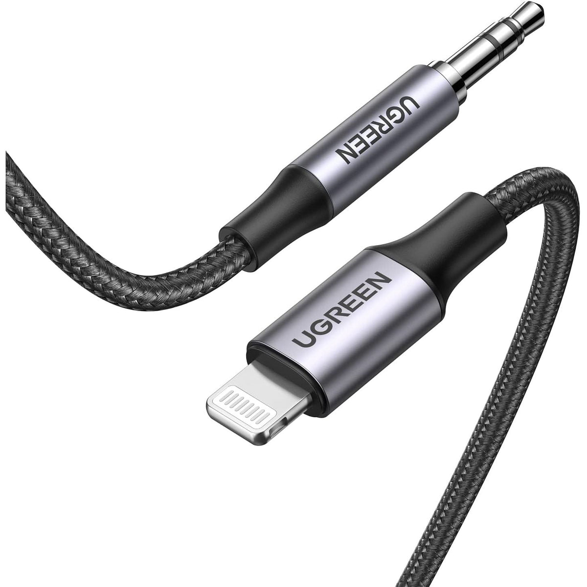 UGREEN Lightning to 3.5mm Aux Cable Aluminum Shell with Braided 1 Meter, Black - US315 - Al Kabayel Discount CentreUGREEN Lightning to 3.5mm Aux Cable Aluminum Shell with Braided 1 Meter, Black - US315Cords & AdaptersUGREENAl Kabayel Discount Centre