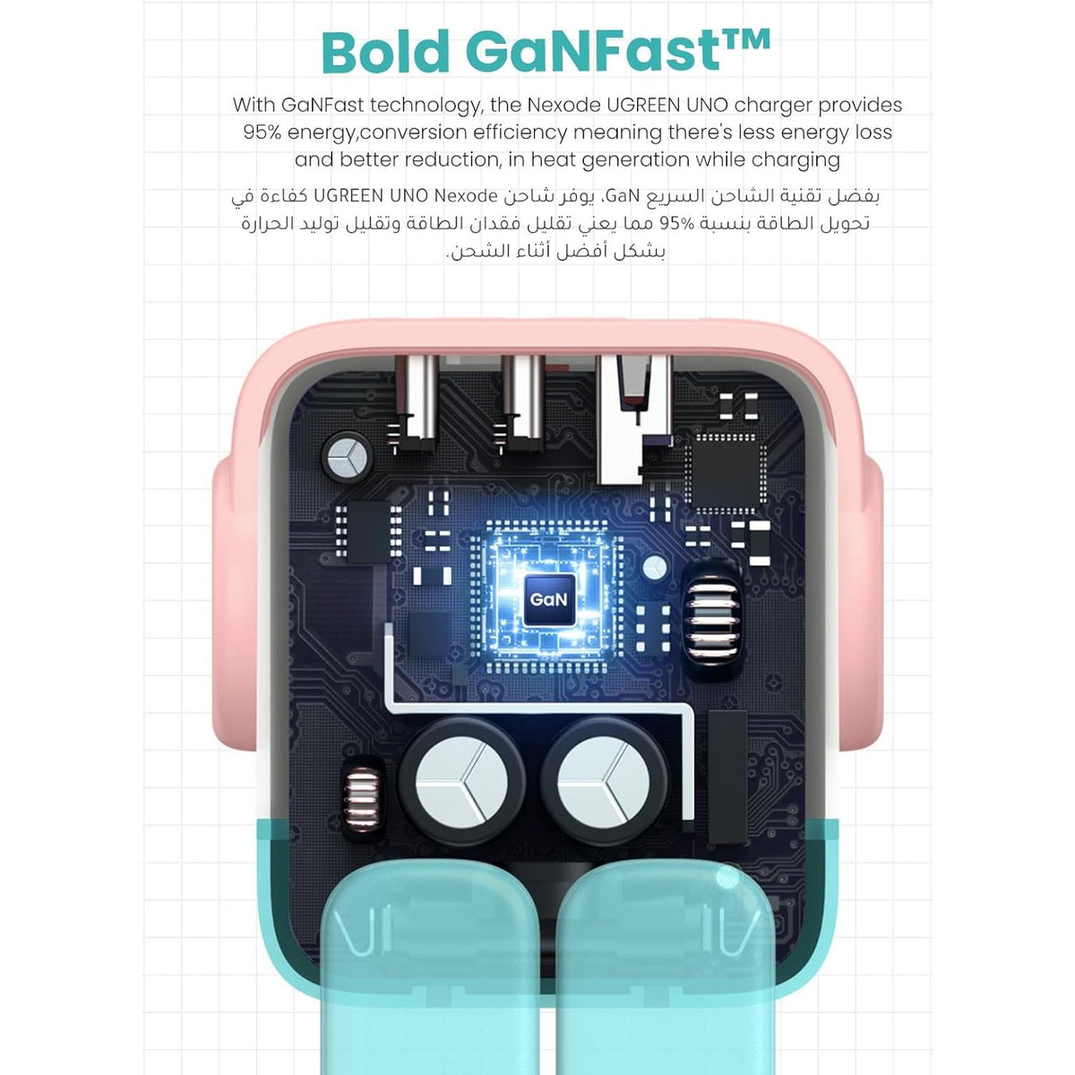 UGREEN Nexode RG 65W 3 - Port GaN Fast Charger(2xUSB - C, 1xUSB - A), Pink/Blue - CD361 - Al Kabayel Discount CentreUGREEN Nexode RG 65W 3 - Port GaN Fast Charger(2xUSB - C, 1xUSB - A), Pink/Blue - CD361Cords & AdaptersUGREENAl Kabayel Discount Centre