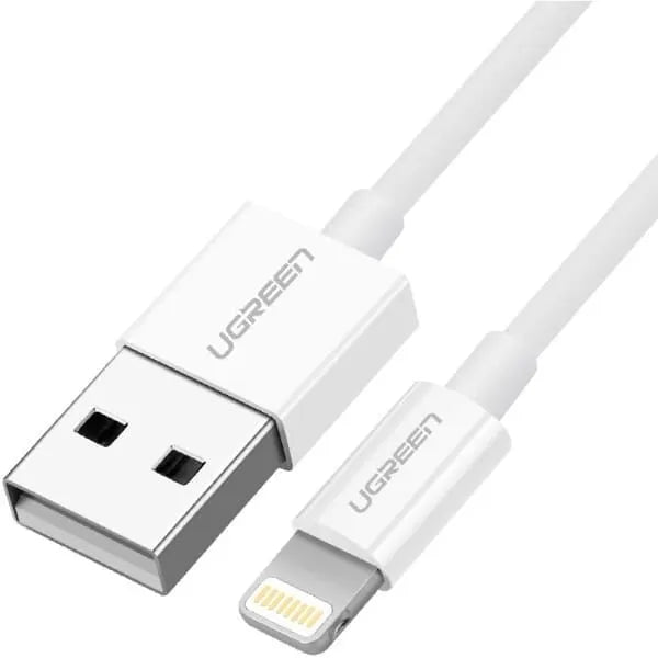 UGREEN USB - A Male to Lightning Male Cable 1 Meter, Nickel Plating ABS Shell, 2.4A Fast Charge, White - US155 - Al Kabayel Discount CentreUGREEN USB - A Male to Lightning Male Cable 1 Meter, Nickel Plating ABS Shell, 2.4A Fast Charge, White - US155Cords & AdaptersUGREENAl Kabayel Discount Centre