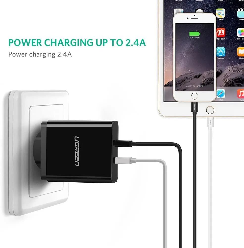 UGREEN USB - A Male to Lightning Male Cable 1 Meter, Nickel Plating ABS Shell, 2.4A Fast Charge, White - US155 - Al Kabayel Discount CentreUGREEN USB - A Male to Lightning Male Cable 1 Meter, Nickel Plating ABS Shell, 2.4A Fast Charge, White - US155Cords & AdaptersUGREENAl Kabayel Discount Centre