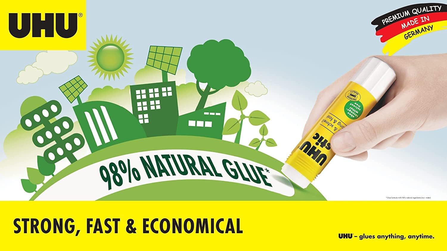 UHU stic the proven glue stick, strong, fast, solvent free, clean, safe & sustainable for school, home, office, kids, arts and crafts, 98% natural, now packed in 70% recycled plastic - 40g pack of 4 - Al Kabayel Discount CentreUHU stic the proven glue stick, strong, fast, solvent free, clean, safe & sustainable for school, home, office, kids, arts and crafts, 98% natural, now packed in 70% recycled plastic - 40g pack of 4GlueUHUAl Kabayel Discount Centre