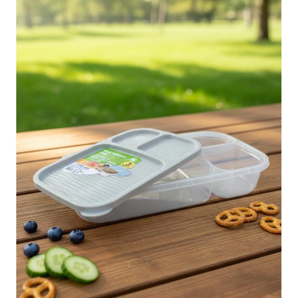 USCAN 3 - Compartment Plastic Lunch Box – Durable Bento Food Storage Box, Gray, 240×155×50 mm - Al Kabayel Discount CentreUSCAN 3 - Compartment Plastic Lunch Box – Durable Bento Food Storage Box, Gray, 240×155×50 mmLunch BoxUSCANAl Kabayel Discount Centre