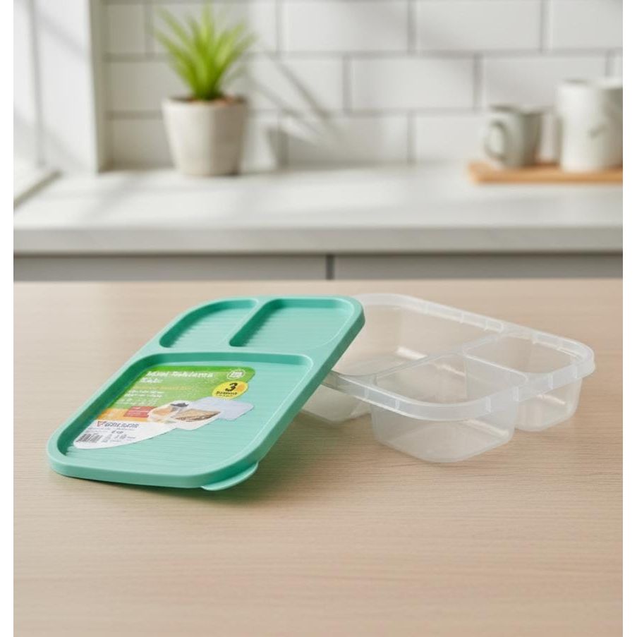 USCAN 3 - Compartment Plastic Lunch Box – Leakproof Bento Meal Container, Green, 240×155×50 mm - Al Kabayel Discount CentreUSCAN 3 - Compartment Plastic Lunch Box – Leakproof Bento Meal Container, Green, 240×155×50 mmLunch BoxUSCANAl Kabayel Discount Centre