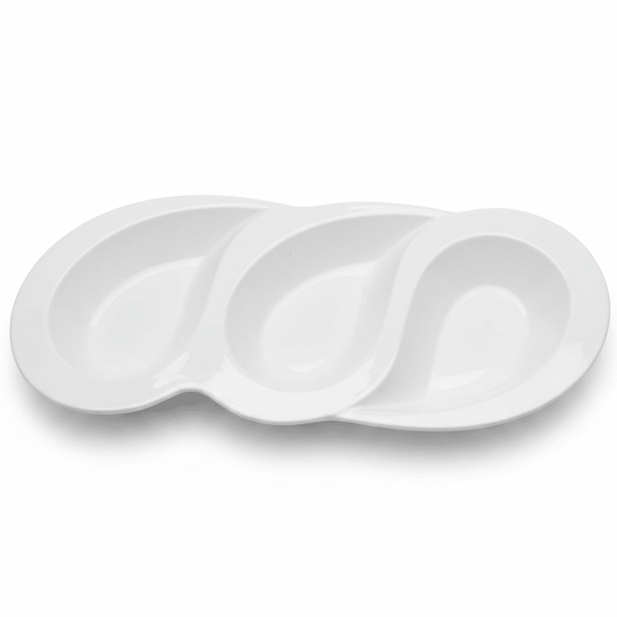 Vague Premium White Elegant 3 - Section Melamine Snack Serving Plate 36×15 cm Party Platter - Al Kabayel Discount CentreVague Premium White Elegant 3 - Section Melamine Snack Serving Plate 36×15 cm Party PlatterServing TraysVAGUEAl Kabayel Discount Centre