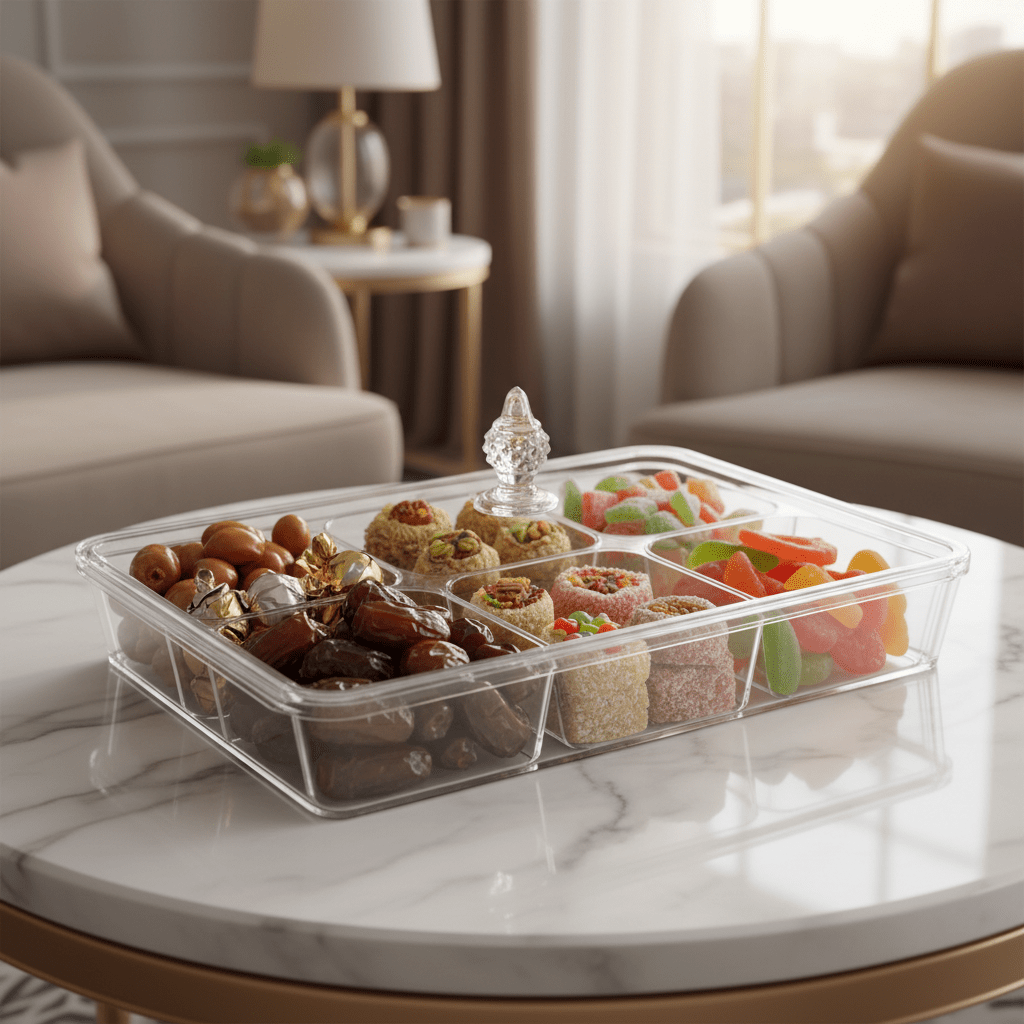 Vague Rectangular Acrylic Candy & Sweets Box with 6 Inner Compartments | 40.6 × 27.5 × 16.5 cm - Al Kabayel Discount CentreVague Rectangular Acrylic Candy & Sweets Box with 6 Inner Compartments | 40.6 × 27.5 × 16.5 cmJars & Food SaversVAGUEAl Kabayel Discount Centre
