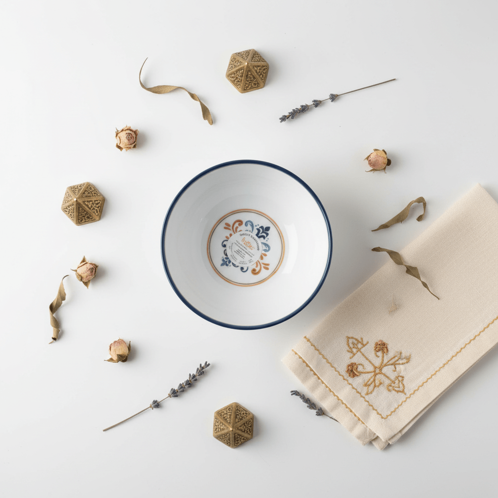 Vague White Melamine Bowl with Navy Blue Rim & Floral Design — 5.25 Inch - Al Kabayel Discount CentreVague White Melamine Bowl with Navy Blue Rim & Floral Design — 5.25 InchBowlsVAGUEAl Kabayel Discount Centre