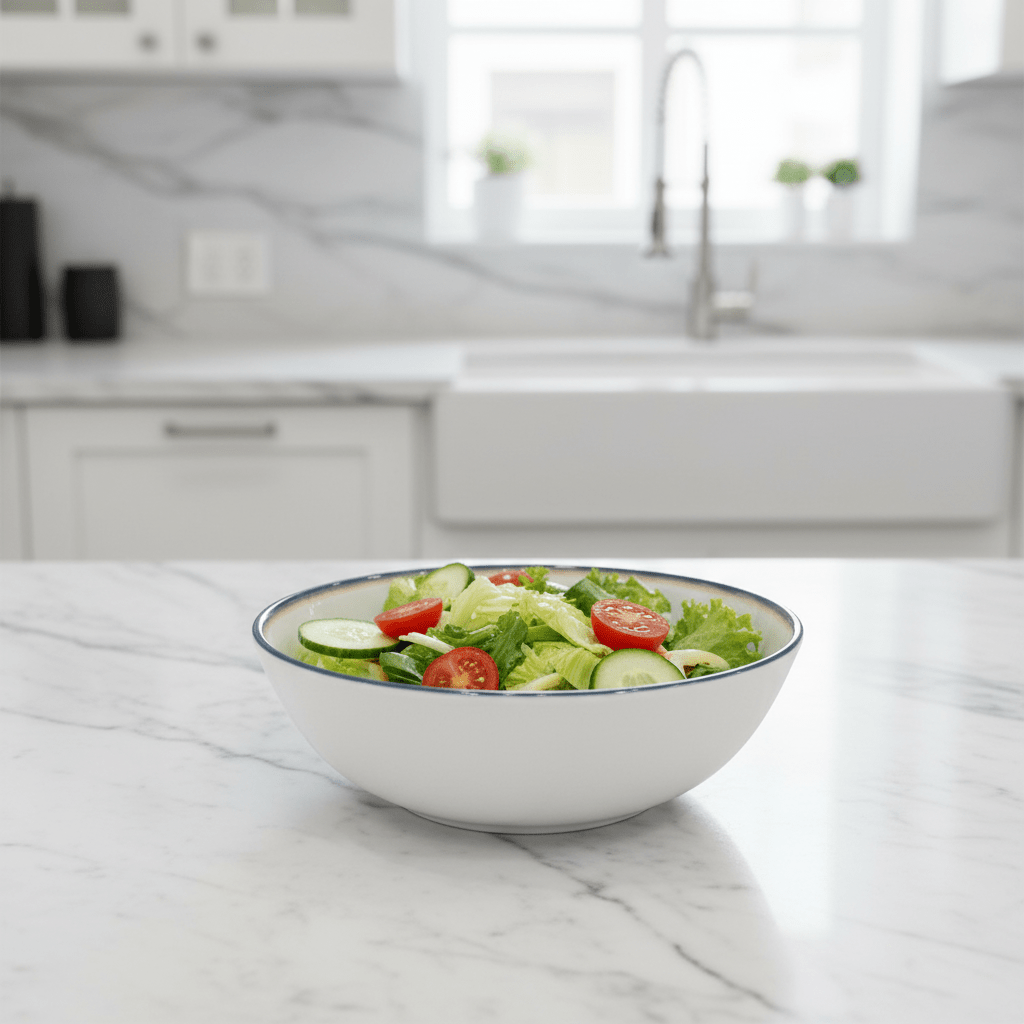 Vague White Melamine Bowl with Navy Blue Rim & Floral Design — 5.25 Inch - Al Kabayel Discount CentreVague White Melamine Bowl with Navy Blue Rim & Floral Design — 5.25 InchBowlsVAGUEAl Kabayel Discount Centre