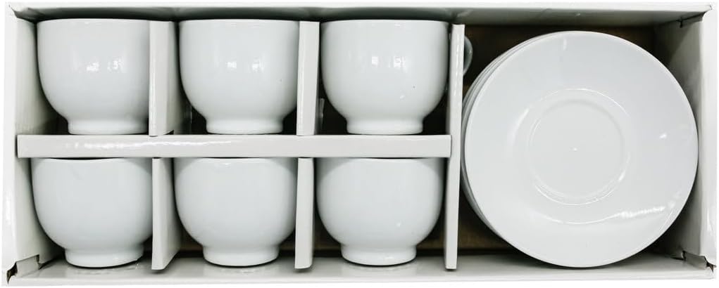 Velvet Ceramic 12Pcs Cup And Saucer Tea Cups Set of 6 Teacups With Saucer 70ML - White - Al Kabayel Discount CentreVelvet Ceramic 12Pcs Cup And Saucer Tea Cups Set of 6 Teacups With Saucer 70ML - WhiteTea CupsVELVETAl Kabayel Discount Centre