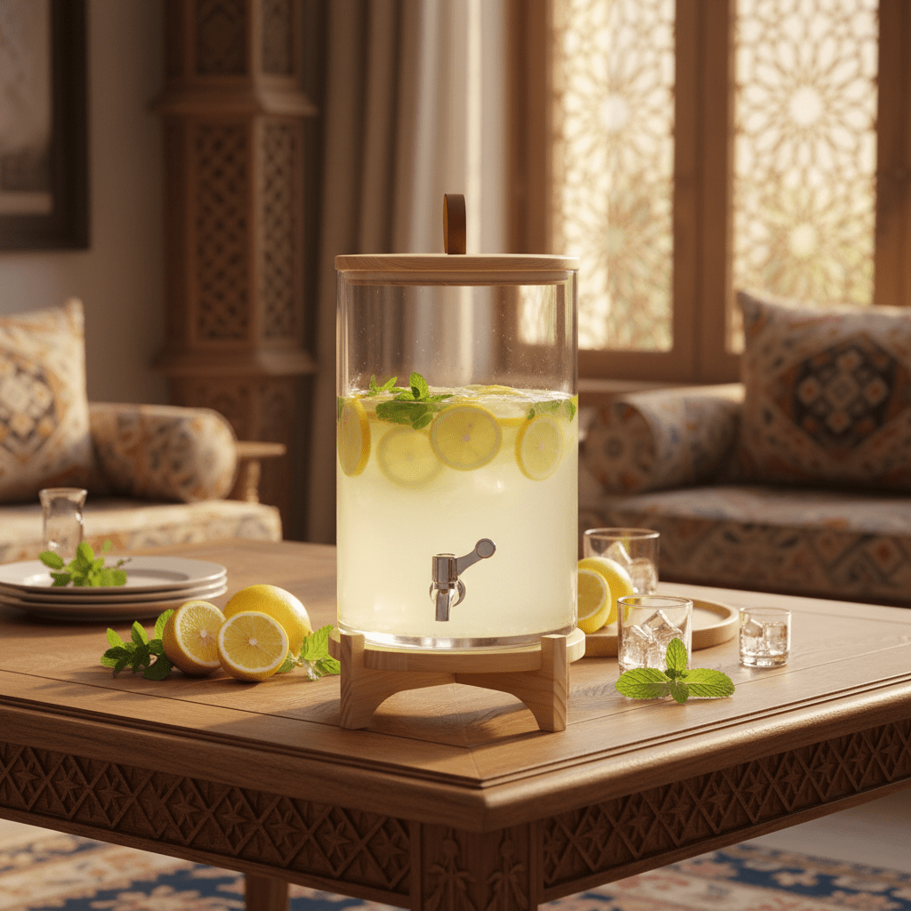 Velvet Glass Beverage Dispenser with Wooden Stand – 9L - Al Kabayel Discount CentreVelvet Glass Beverage Dispenser with Wooden Stand – 9LJugsVELVETAl Kabayel Discount Centre