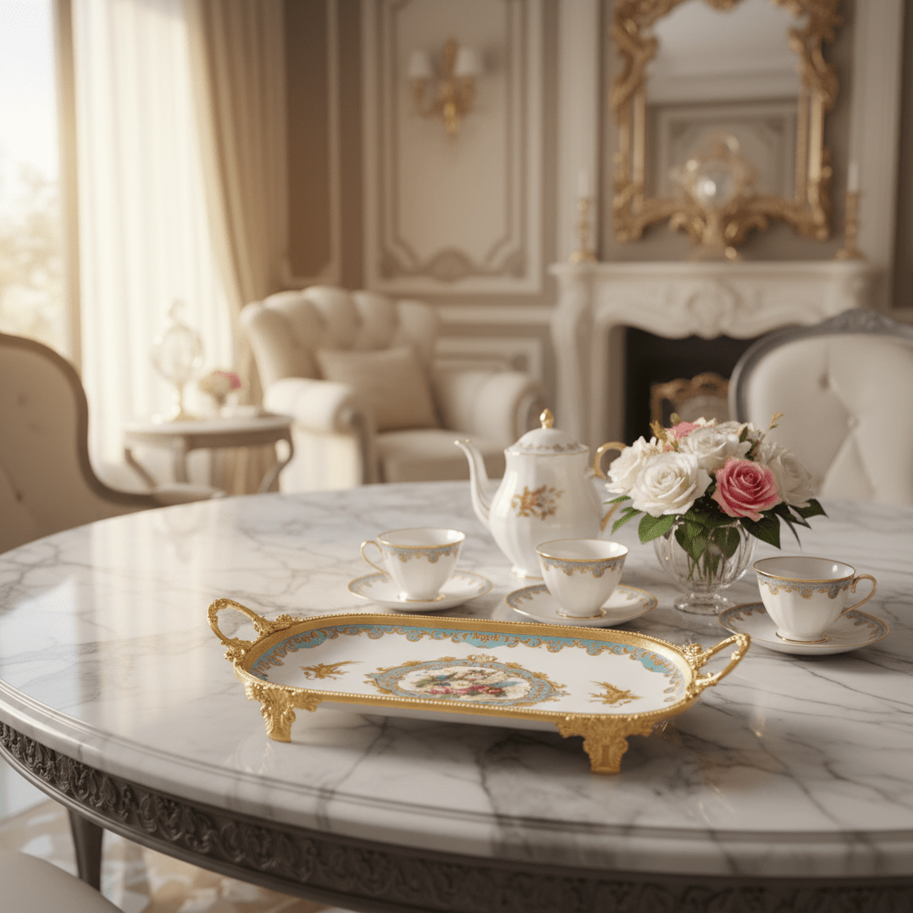 Veranese White Floral Oval Golden Metal Footed Ceramic Fruit Tray Flower Design Serving Dish 34×20cm - Al Kabayel Discount CentreVeranese White Floral Oval Golden Metal Footed Ceramic Fruit Tray Flower Design Serving Dish 34×20cmServing TraysVERANESEAl Kabayel Discount Centre