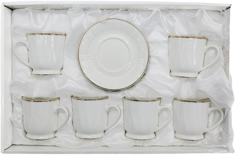 Verucci Ceramic Cup and Saucer 12pcs Set 6 Cups With 6 Saucers (80ML) - White&Gold - Al Kabayel Discount CentreVerucci Ceramic Cup and Saucer 12pcs Set 6 Cups With 6 Saucers (80ML) - White&GoldTea CupsVERUCCIAl Kabayel Discount Centre