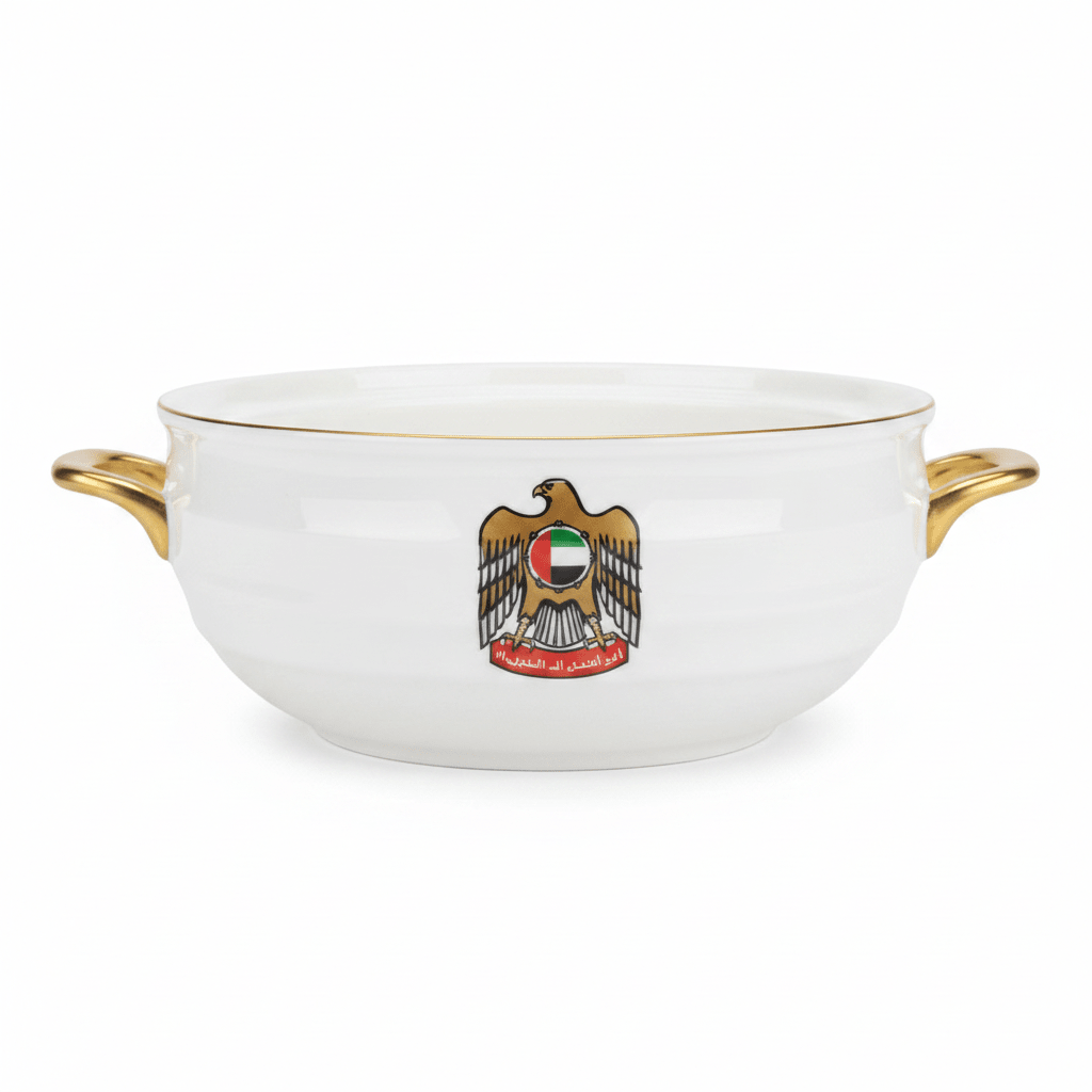 Verucci Luxury White Ceramic Candy Bowl with UAE Falcon Emblem & Glass Lid – 8 Inch - Al Kabayel Discount CentreVerucci Luxury White Ceramic Candy Bowl with UAE Falcon Emblem & Glass Lid – 8 InchBowlsVERUCCIAl Kabayel Discount Centre