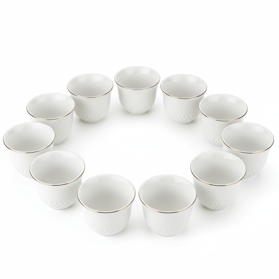 Verucci Luxury White Ceramic Cawa Coffee Cups Set of 12 Gold Rim Unique Artistic Design Arabic Gahwa 80 ml - Al Kabayel Discount CentreVerucci Luxury White Ceramic Cawa Coffee Cups Set of 12 Gold Rim Unique Artistic Design Arabic Gahwa 80 mlTea CupsVERUCCIAl Kabayel Discount Centre