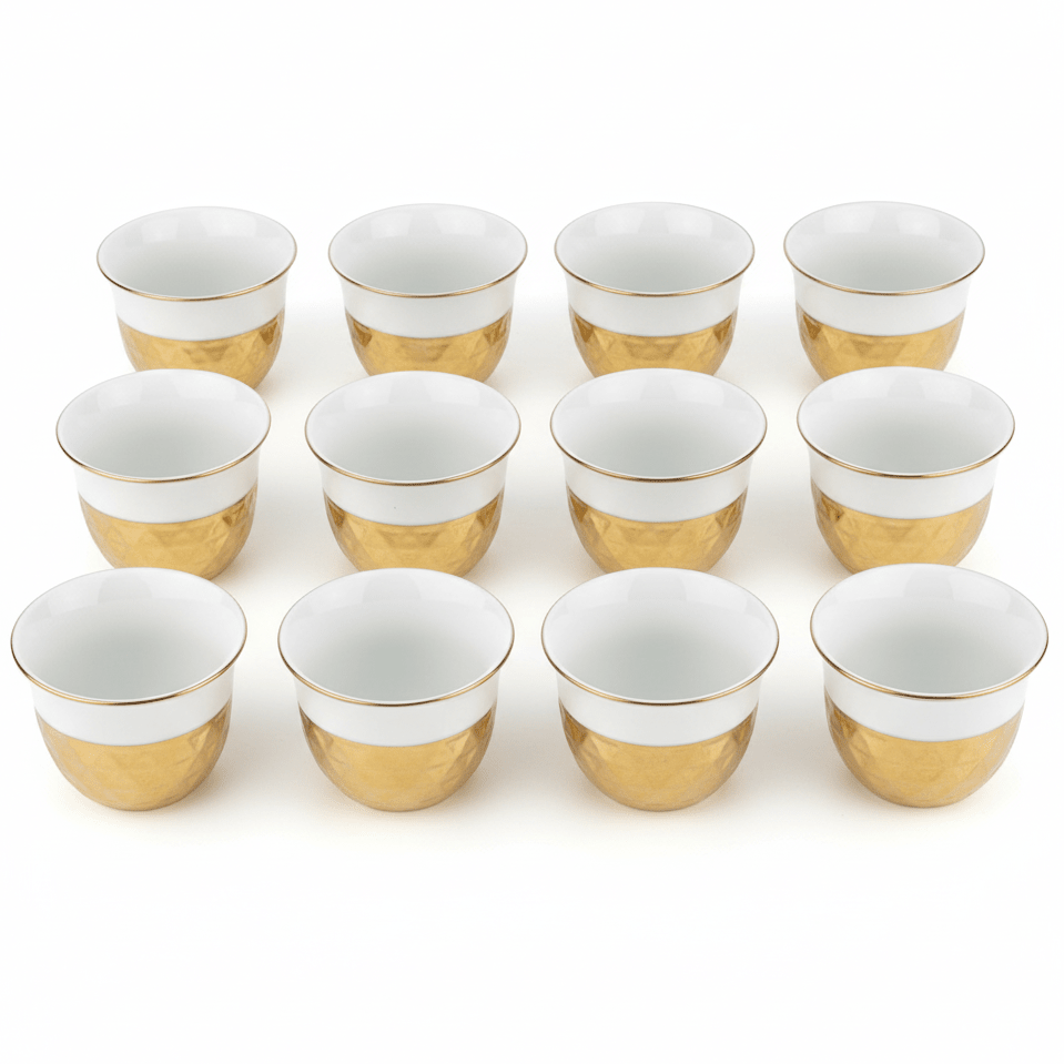 Verucci White and Gold Ceramic Arabic Cawa Coffee Cups Set of 12 Premium Finish Elegant Gahwa Cups 80 ml - Al Kabayel Discount CentreVerucci White and Gold Ceramic Arabic Cawa Coffee Cups Set of 12 Premium Finish Elegant Gahwa Cups 80 mlTea CupsVERUCCIAl Kabayel Discount Centre