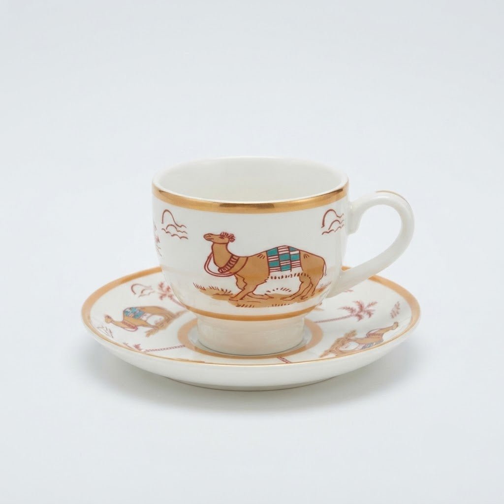 Verucci White Ceramic Mug & Saucer Set Camel Desert Motif - 300ml - Al Kabayel Discount CentreVerucci White Ceramic Mug & Saucer Set Camel Desert Motif - 300mlMugsVERUCCIAl Kabayel Discount Centre