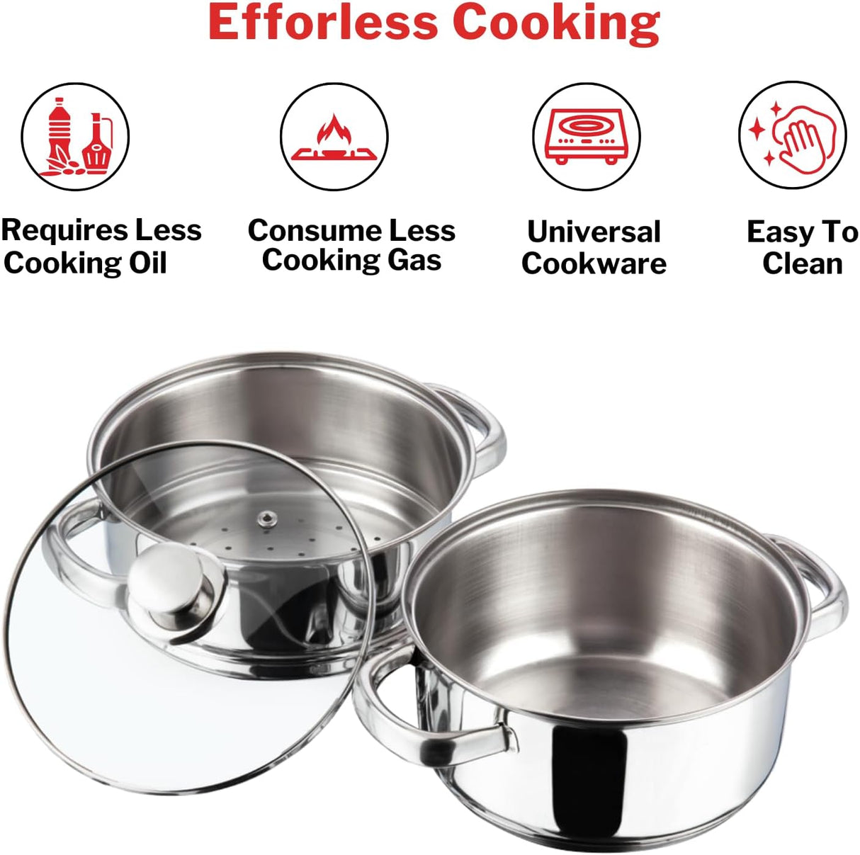 Vinod 18cm 2 - Tier Stainless Steel Idli & Multi Steamer with Glass Lid – Induction Base - Al Kabayel Discount CentreVinod 18cm 2 - Tier Stainless Steel Idli & Multi Steamer with Glass Lid – Induction BaseFood StreamersVINODAl Kabayel Discount Centre