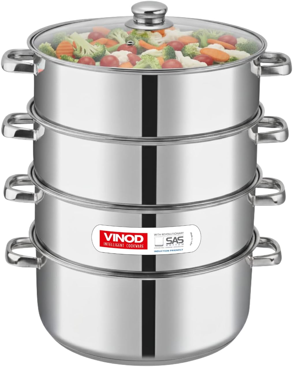 Vinod 30cm 4 - Tier Stainless Steel Multi - Layer Steamer with Glass Lid – Heavy Duty Cooker - Al Kabayel Discount CentreVinod 30cm 4 - Tier Stainless Steel Multi - Layer Steamer with Glass Lid – Heavy Duty CookerFood StreamersVINODAl Kabayel Discount Centre