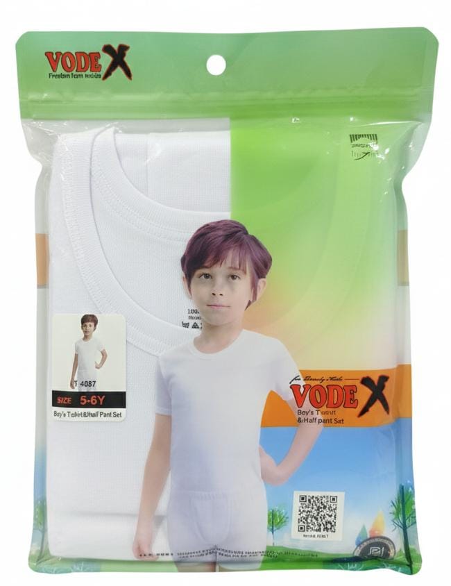 Vodex Boys Cotton T-Shirt with Half Pant Clothing Set, Lightweight & Comfortable, White Color, Daily Wear, 5–6 Years - Al Kabayel Discount CentreVodex Boys Cotton T-Shirt with Half Pant Clothing Set, Lightweight & Comfortable, White Color, Daily Wear, 5–6 YearsBoys's/Kid's UnderwearsVODEXAl Kabayel Discount Centre