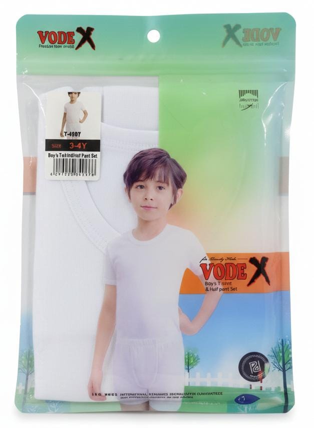 Vodex Boys Cotton T-Shirt with Half Pant Clothing Set, Soft Breathable Fabric, White Color, Kids Summer Wear, 3–4 Years - Al Kabayel Discount CentreVodex Boys Cotton T-Shirt with Half Pant Clothing Set, Soft Breathable Fabric, White Color, Kids Summer Wear, 3–4 YearsBoys's/Kid's UnderwearsVODEXAl Kabayel Discount Centre