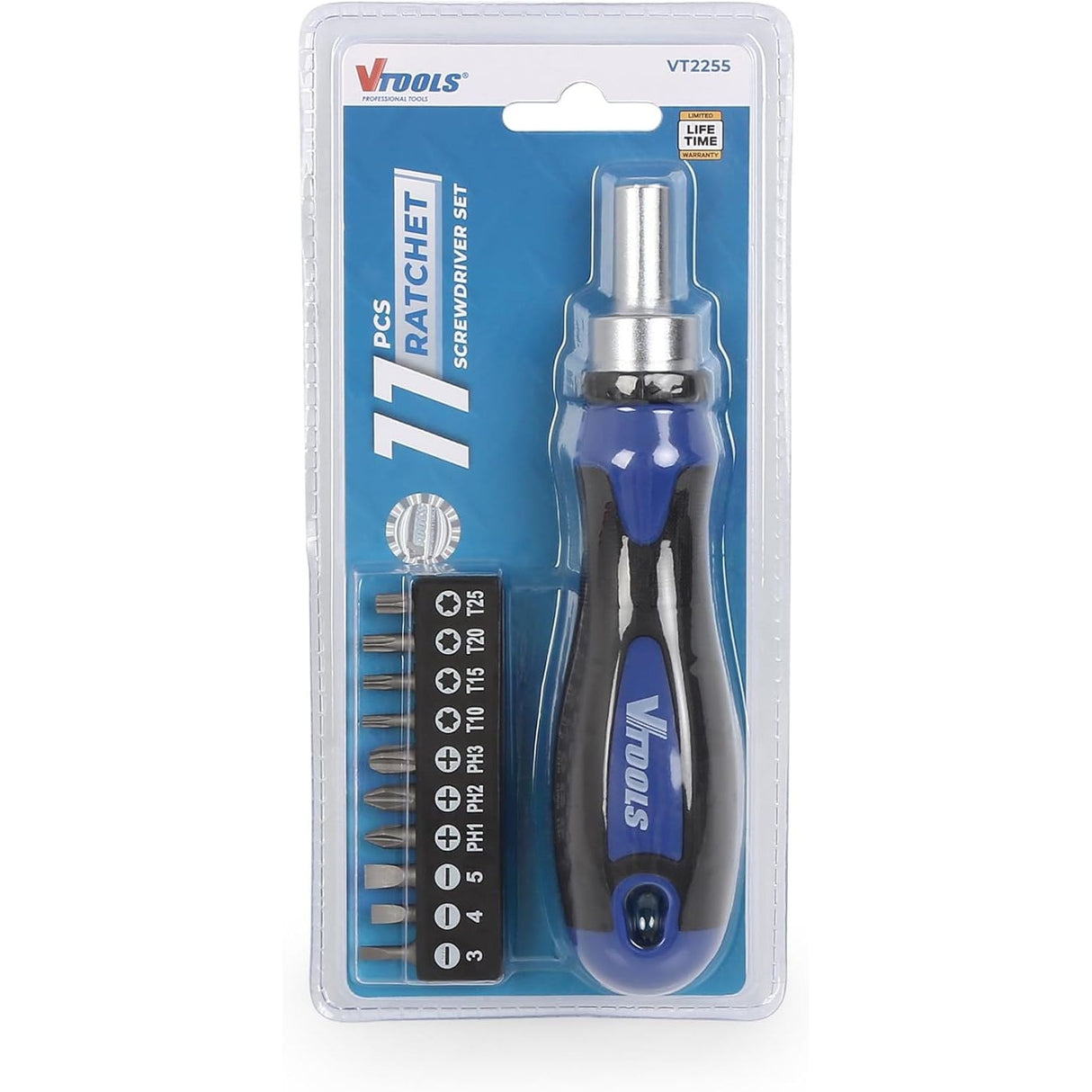 Vtools 11 PC Ratchet Screwdriver Set With Bits, 72 - Tooth, High - Torque Reversible Mechanism, Ergonomic Handle, Precision CRV Steel Bit Holder, Ideal for Professional and DIY Use,VT2255 - Al Kabayel Discount CentreVtools 11 PC Ratchet Screwdriver Set With Bits, 72 - Tooth, High - Torque Reversible Mechanism, Ergonomic Handle, Precision CRV Steel Bit Holder, Ideal for Professional and DIY Use,VT2255ToolsVTOOLSAl Kabayel Discount Centre