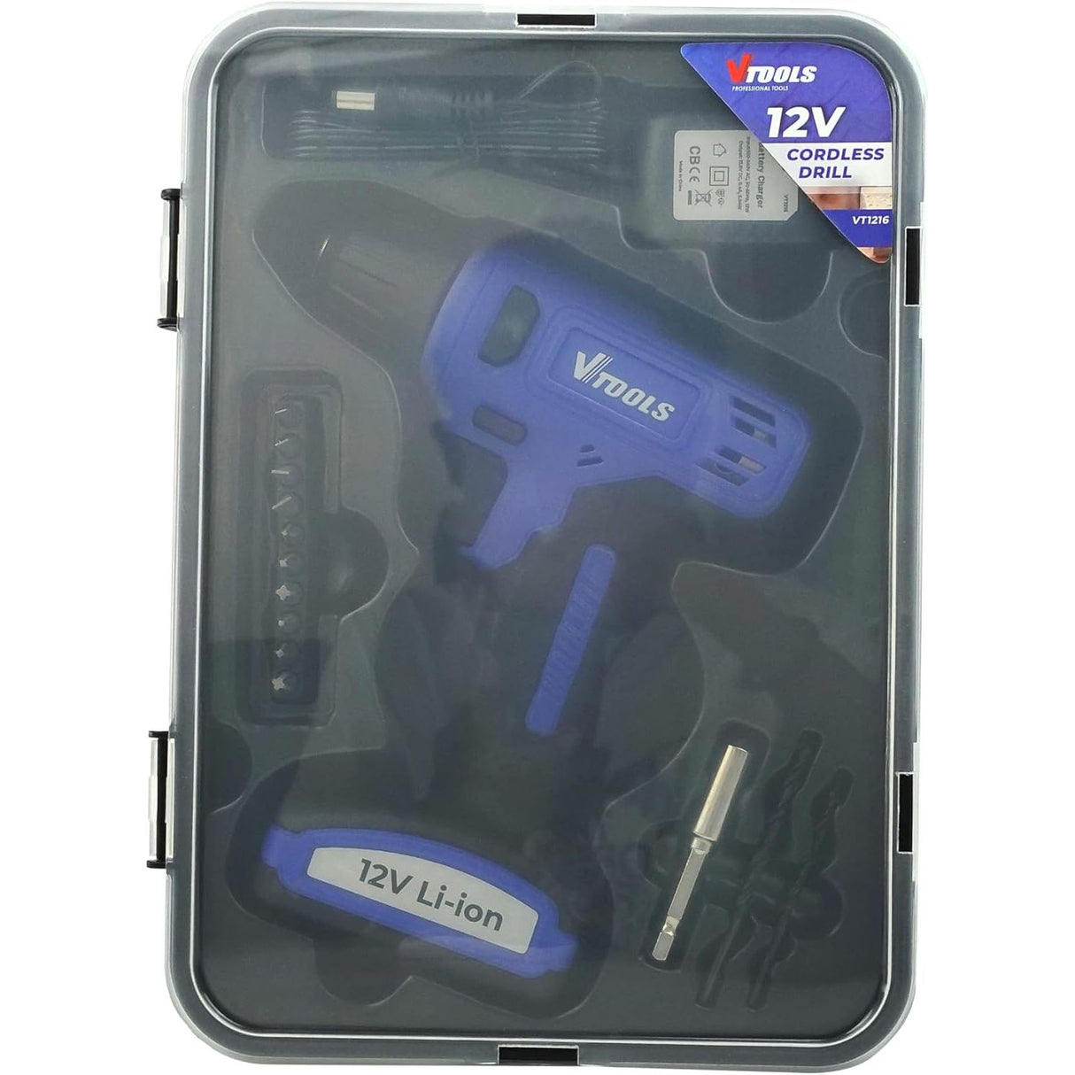 Vtools 12V Cordless Drill Driver With 13 Piece Bits Set, 850 RPM, with Built - In Lithium - Ion 1.5Ah Battery, 16NM Torque, 10mm Chuck for Efficient Drilling & Fastening, 2 Years Warranty, VT1216 - Al Kabayel Discount CentreVtools 12V Cordless Drill Driver With 13 Piece Bits Set, 850 RPM, with Built - In Lithium - Ion 1.5Ah Battery, 16NM Torque, 10mm Chuck for Efficient Drilling & Fastening, 2 Years Warranty, VT1216ToolsVTOOLSAl Kabayel Discount Centre