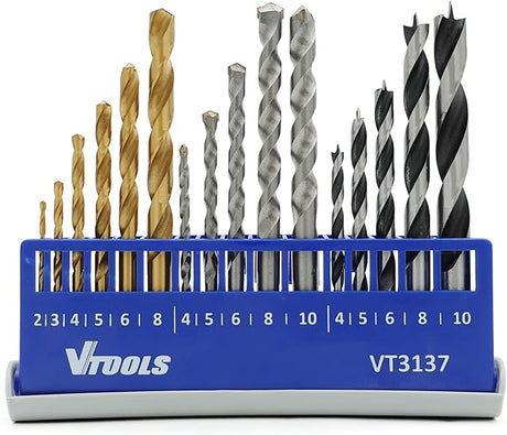 VTOOLS 16pc Drill Bits(6 Metal, 5 Concrete, 5 Wood) - Al Kabayel Discount CentreVTOOLS 16pc Drill Bits(6 Metal, 5 Concrete, 5 Wood)Hand ToolsVTOOLSAl Kabayel Discount Centre