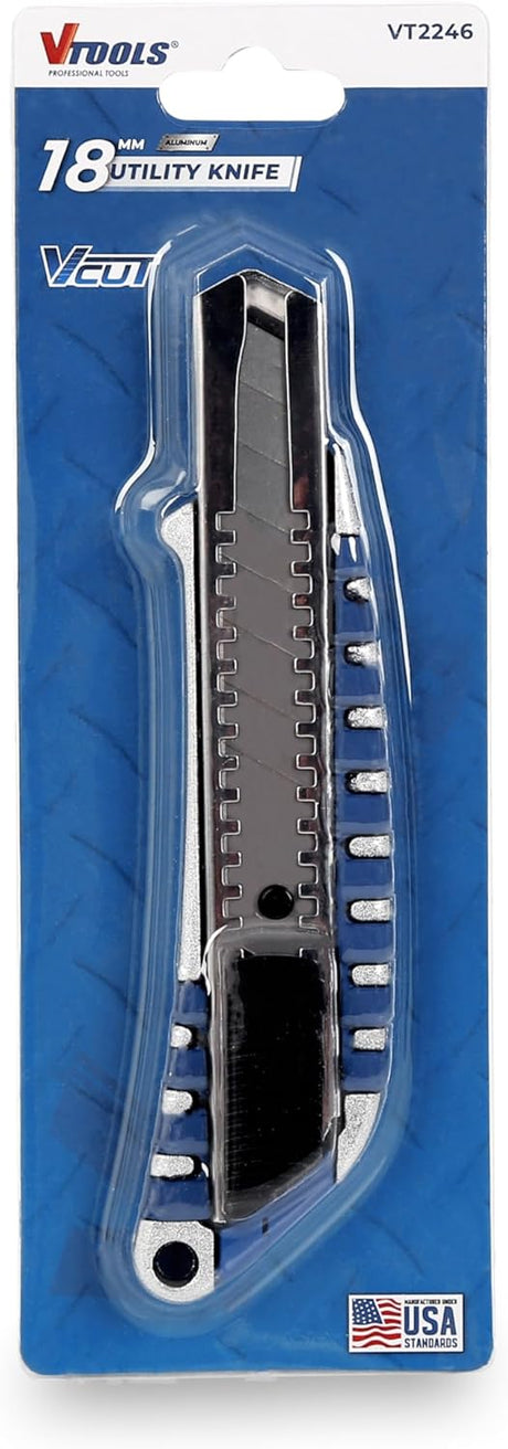 VTOOLS 18mm Cutter Utility Knife, Retractable, Snap - Off Blades, Heavy Duty, Compact, Multi - Purpose, Razor Sharp, Safety Lock, Ergonomic Handle,Grey,VT2246 - Al Kabayel Dicount CenterVTOOLS 18mm Cutter Utility Knife, Retractable, Snap - Off Blades, Heavy Duty, Compact, Multi - Purpose, Razor Sharp, Safety Lock, Ergonomic Handle,Grey,VT2246power toolsvtoolsAl Kabayel Dicount Center