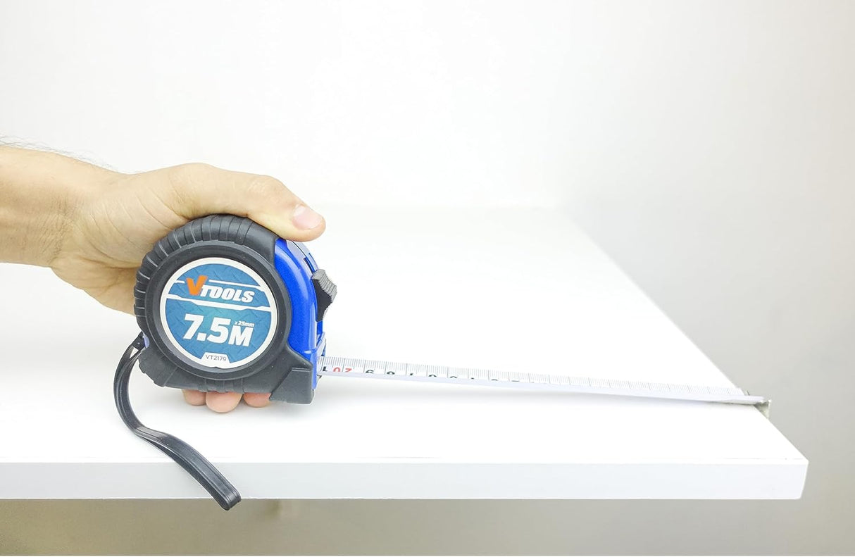 VTOOLS 7.5M Measuring Tape, 1mm Blade Thickness, Self - Lock Tape Measure, Easy to Read, Magnetic Tip Hook and Shock Absorbent Case, VT2179 - Al Kabayel Discount CenterVTOOLS 7.5M Measuring Tape, 1mm Blade Thickness, Self - Lock Tape Measure, Easy to Read, Magnetic Tip Hook and Shock Absorbent Case, VT2179power toolsvtoolsAl Kabayel Discount Center