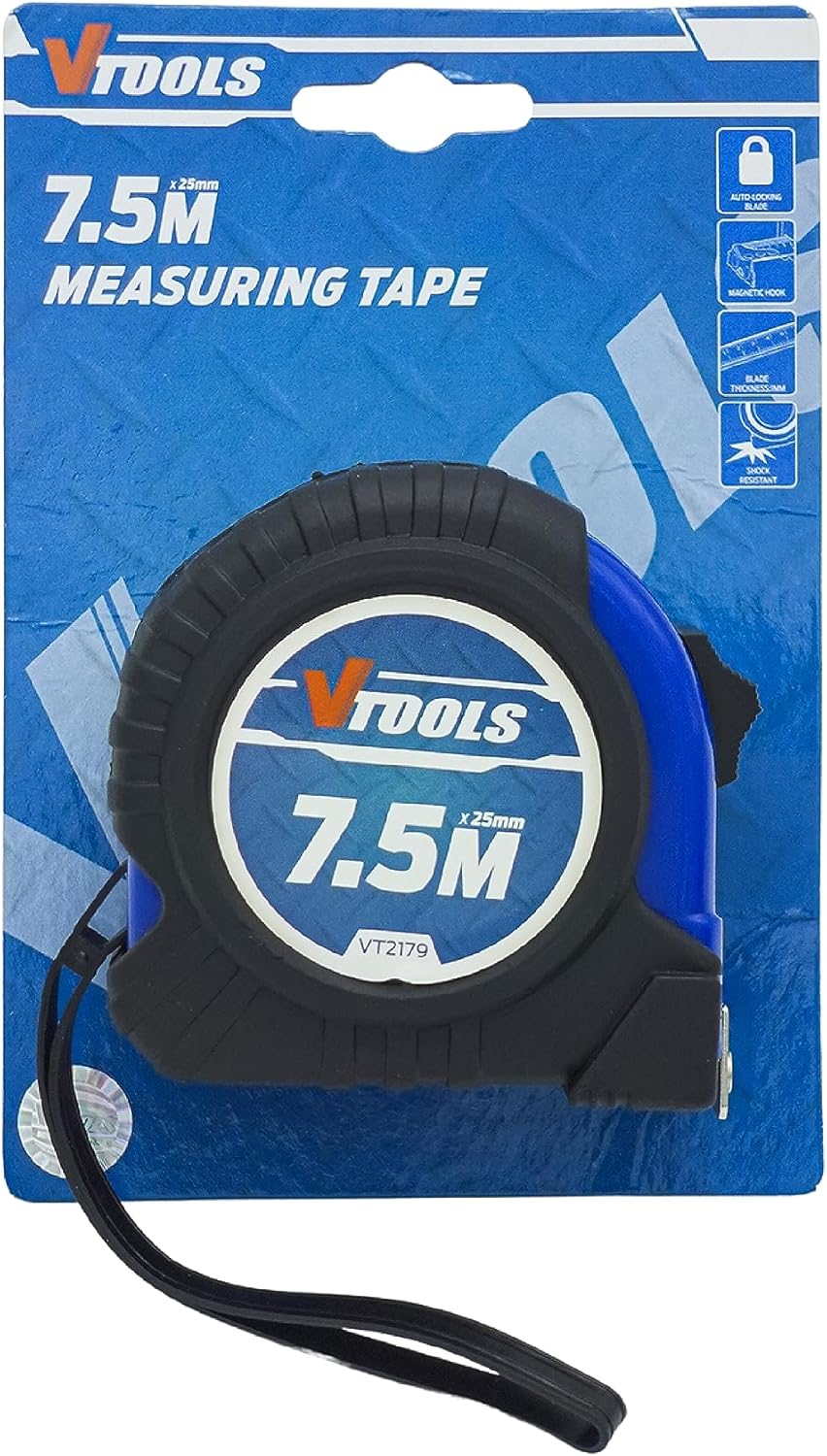 VTOOLS 7.5M Measuring Tape, 1mm Blade Thickness, Self - Lock Tape Measure, Easy to Read, Magnetic Tip Hook and Shock Absorbent Case, VT2179 - Al Kabayel Discount CenterVTOOLS 7.5M Measuring Tape, 1mm Blade Thickness, Self - Lock Tape Measure, Easy to Read, Magnetic Tip Hook and Shock Absorbent Case, VT2179power toolsvtoolsAl Kabayel Discount Center