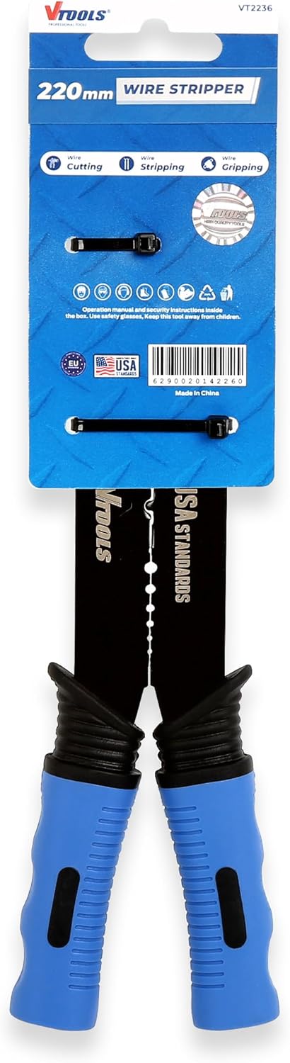 VTOOLS 9 Inch Automatic Wire Stripper Cutter, Steel With Comfortable Handle, Cutting Pliers Tool for Wire Stripping, Cutting and Crimping, Blue, VT2236 - Al Kabayel Discount CenterVTOOLS 9 Inch Automatic Wire Stripper Cutter, Steel With Comfortable Handle, Cutting Pliers Tool for Wire Stripping, Cutting and Crimping, Blue, VT2236power toolsvtoolsAl Kabayel Discount Center