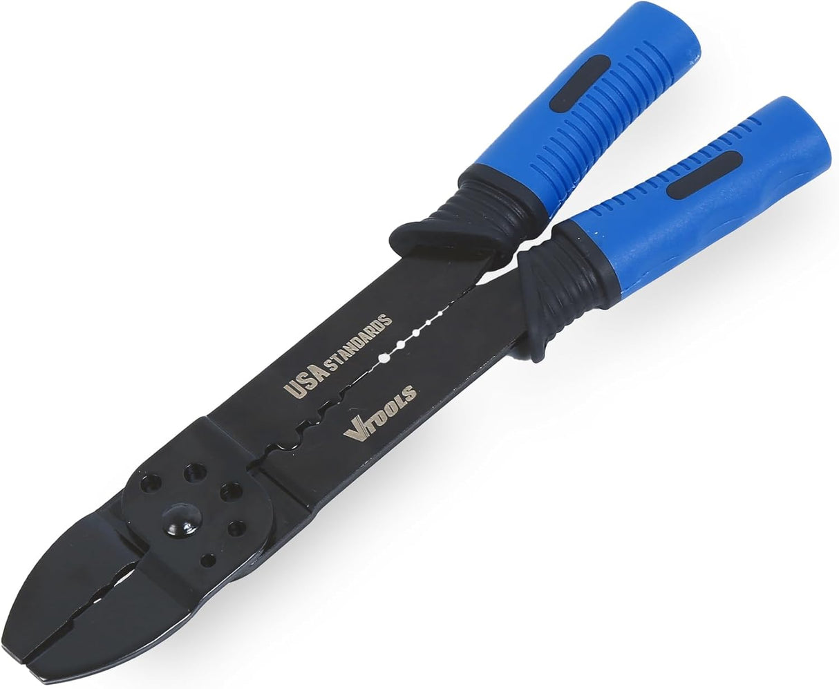 VTOOLS 9 Inch Automatic Wire Stripper Cutter, Steel With Comfortable Handle, Cutting Pliers Tool for Wire Stripping, Cutting and Crimping, Blue, VT2236 - Al Kabayel Discount CenterVTOOLS 9 Inch Automatic Wire Stripper Cutter, Steel With Comfortable Handle, Cutting Pliers Tool for Wire Stripping, Cutting and Crimping, Blue, VT2236power toolsvtoolsAl Kabayel Discount Center