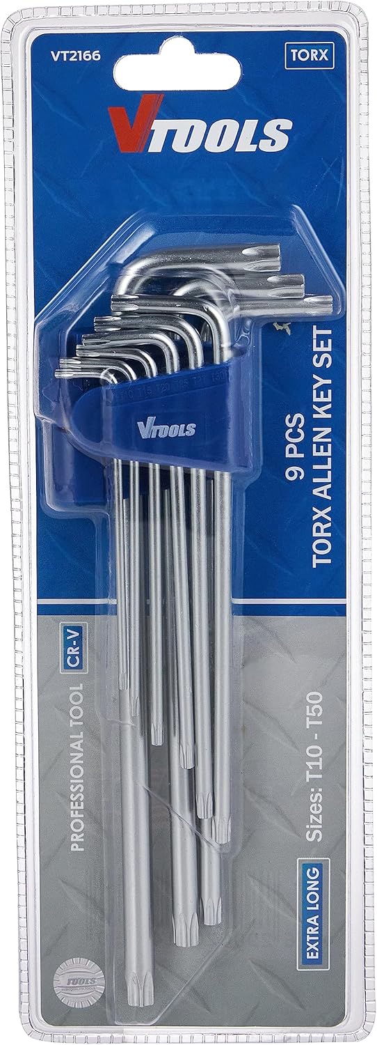 VTOOLS 9 Piece Extra Long Chrome Vanadium Torx Key Wrench Set(1.5 - 10mm), Portable Hex Key Set For Basic Home Repair And General Applications, VT2166 - Al Kabayel Discount CenterVTOOLS 9 Piece Extra Long Chrome Vanadium Torx Key Wrench Set(1.5 - 10mm), Portable Hex Key Set For Basic Home Repair And General Applications, VT2166power toolsvtoolsAl Kabayel Discount Center