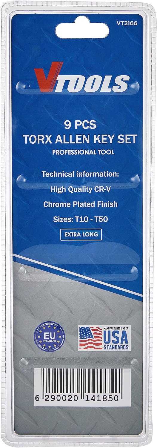 VTOOLS 9 Piece Extra Long Chrome Vanadium Torx Key Wrench Set(1.5 - 10mm), Portable Hex Key Set For Basic Home Repair And General Applications, VT2166 - Al Kabayel Discount CenterVTOOLS 9 Piece Extra Long Chrome Vanadium Torx Key Wrench Set(1.5 - 10mm), Portable Hex Key Set For Basic Home Repair And General Applications, VT2166power toolsvtoolsAl Kabayel Discount Center