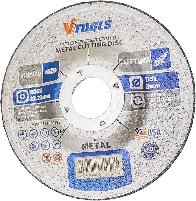 VTOOLS Metal Cutting Disc 115mm x 3mm, VT1406, 1pc - Al Kabayel Discount CentreVTOOLS Metal Cutting Disc 115mm x 3mm, VT1406, 1pcPower ToolsVTOOLSAl Kabayel Discount Centre