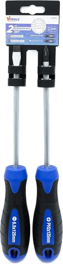 VTOOLS Screw Driver 2pc Set(+ PH 2x125mm, - SL 6.5x125mm) - Al Kabayel Discount CentreVTOOLS Screw Driver 2pc Set(+ PH 2x125mm, - SL 6.5x125mm)Hand ToolsVTOOLSAl Kabayel Discount Centre