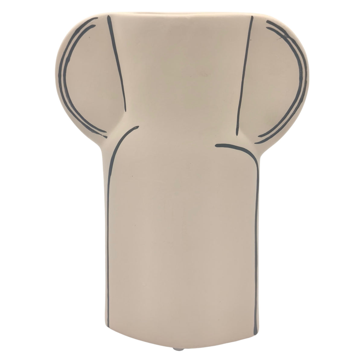 AKDC Silhouette Decorative Clay Flower Vase 16.5cm*5cm*22.5cm, Beige and Black