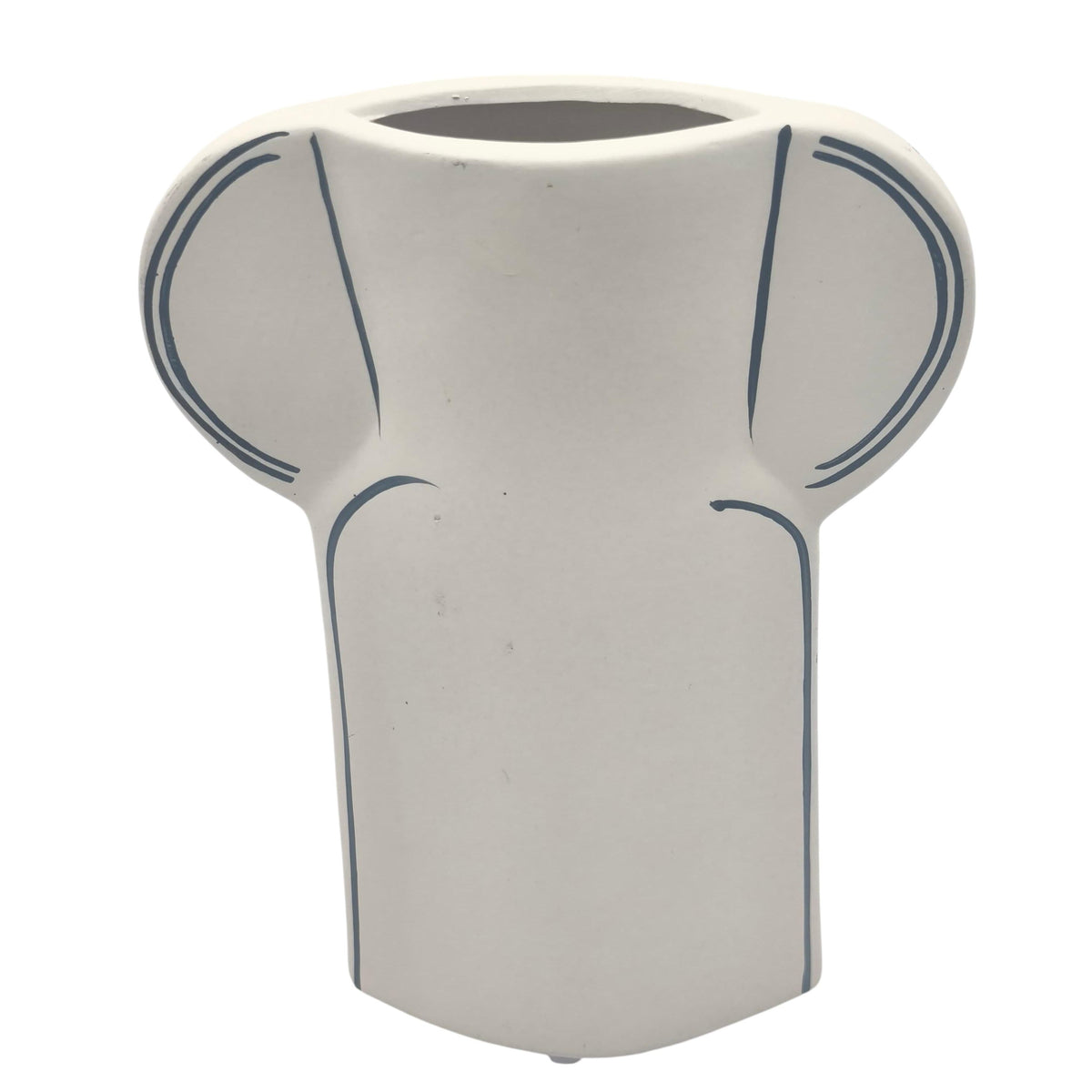 AKDC Silhouette Decorative Clay Flower Vase 16.5cm*5cm*22.5cm, White and Blue