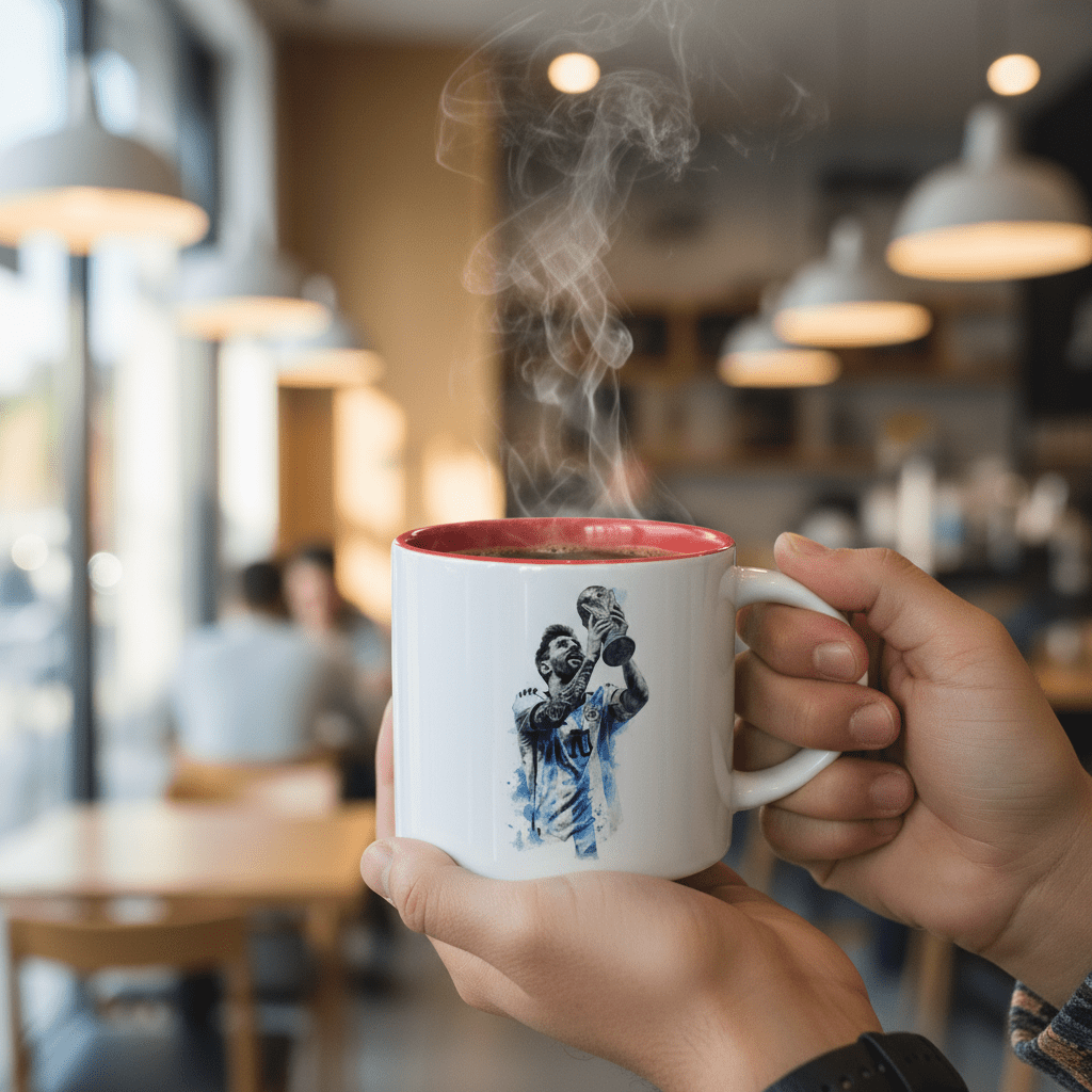 White Ceramic Coffee Mug 350ml – Brushstroke Design with Red Interior | Tea & Coffee Cup | Football World Cup Theme | - Al Kabayel Discount CentreWhite Ceramic Coffee Mug 350ml – Brushstroke Design with Red Interior | Tea & Coffee Cup | Football World Cup Theme |MugsAKDCAl Kabayel Discount Centre