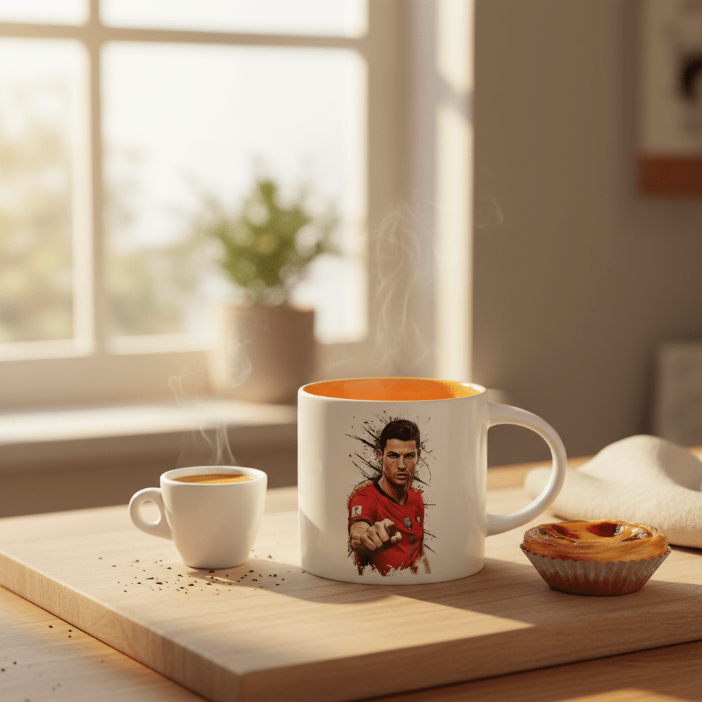 White Ceramic Coffee Mug 350ml With Portugal Flag & Cristiano Ronaldo Design - Al Kabayel Discount CentreWhite Ceramic Coffee Mug 350ml With Portugal Flag & Cristiano Ronaldo DesignMugsAKDCAl Kabayel Discount Centre