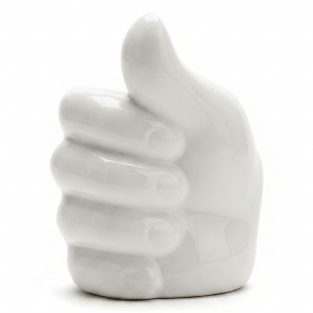 White Ceramic Hand Oil Burner – Thumbs Up | 7×6 cm - Al Kabayel Discount CentreWhite Ceramic Hand Oil Burner – Thumbs Up | 7×6 cmHome Décor AccentsAKDCAl Kabayel Discount Centre