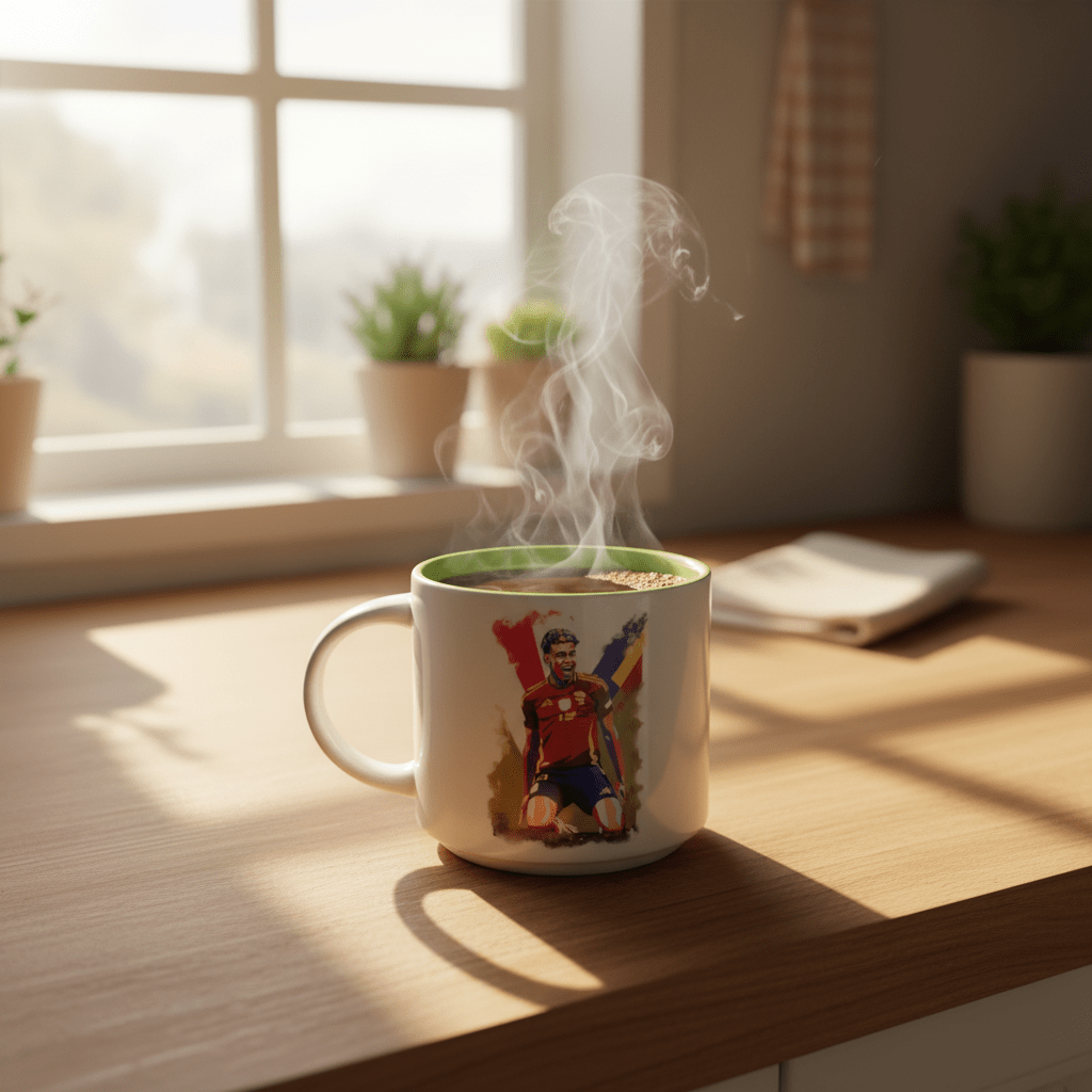 White Ceramic Mug 350ml — Spain Flag & Lamine Yamal Design - Al Kabayel Discount CentreWhite Ceramic Mug 350ml — Spain Flag & Lamine Yamal DesignMugsAKDCAl Kabayel Discount Centre