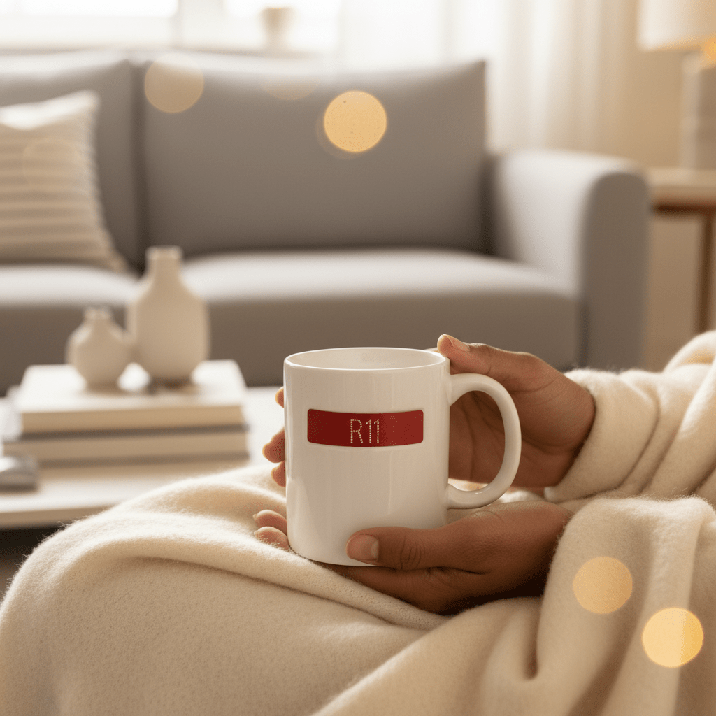 White Ceramic Mug with Red R11 Signature Design | 350ml Premium Coffee & Tea Mug - Al Kabayel Discount CentreWhite Ceramic Mug with Red R11 Signature Design | 350ml Premium Coffee & Tea MugMugsAKDCAl Kabayel Discount Centre