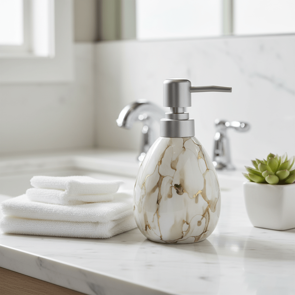 White Ceramic & Plastic Liquid Soap Dispenser – 400ml - Al Kabayel Discount CentreWhite Ceramic & Plastic Liquid Soap Dispenser – 400mlHolders & DispensersAKDCAl Kabayel Discount Centre
