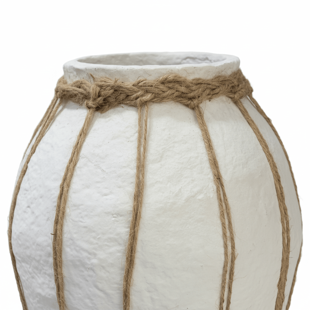 White Chalk Flower Vase with Jute Rope Detail – 35cm - Al Kabayel Discount CentreWhite Chalk Flower Vase with Jute Rope Detail – 35cmFlower VaseAKDCAl Kabayel Discount Centre