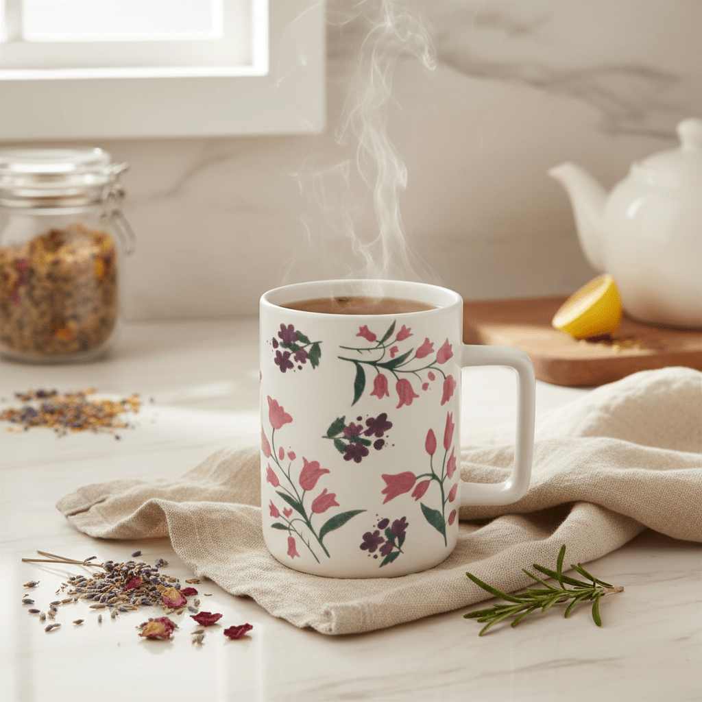 White Floral Botanical Ceramic Mug - 350ml - Al Kabayel Discount CentreWhite Floral Botanical Ceramic Mug - 350mlMugsAKDCAl Kabayel Discount Centre